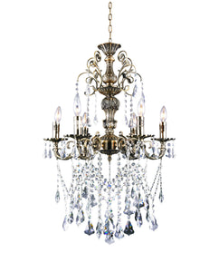 6 Light Up Chandelier with Antique Brass finish