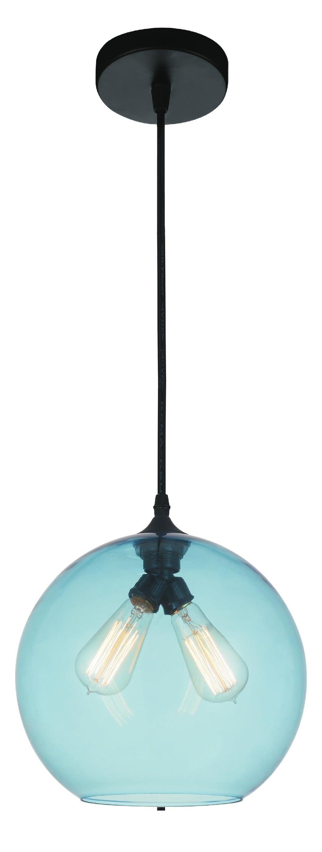 2 Light Down Mini Pendant with Transparent Blue finish