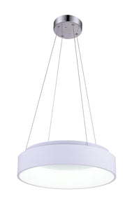 LED Drum Shade Pendant with White finish