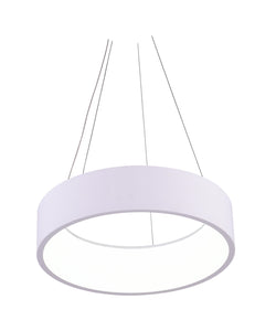 LED Drum Shade Pendant with White finish