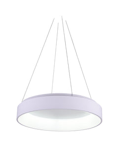 LED Drum Shade Pendant with White finish