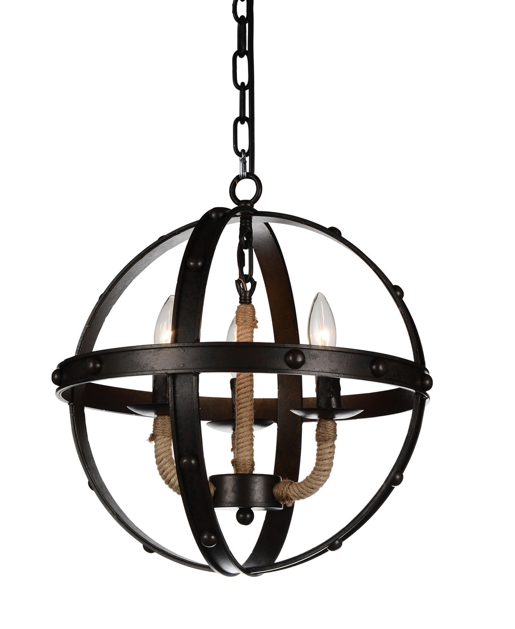 3 Light Up Chandelier with Rust finish