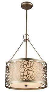 3 Light Drum Shade Chandelier with Rubbed Silver finish