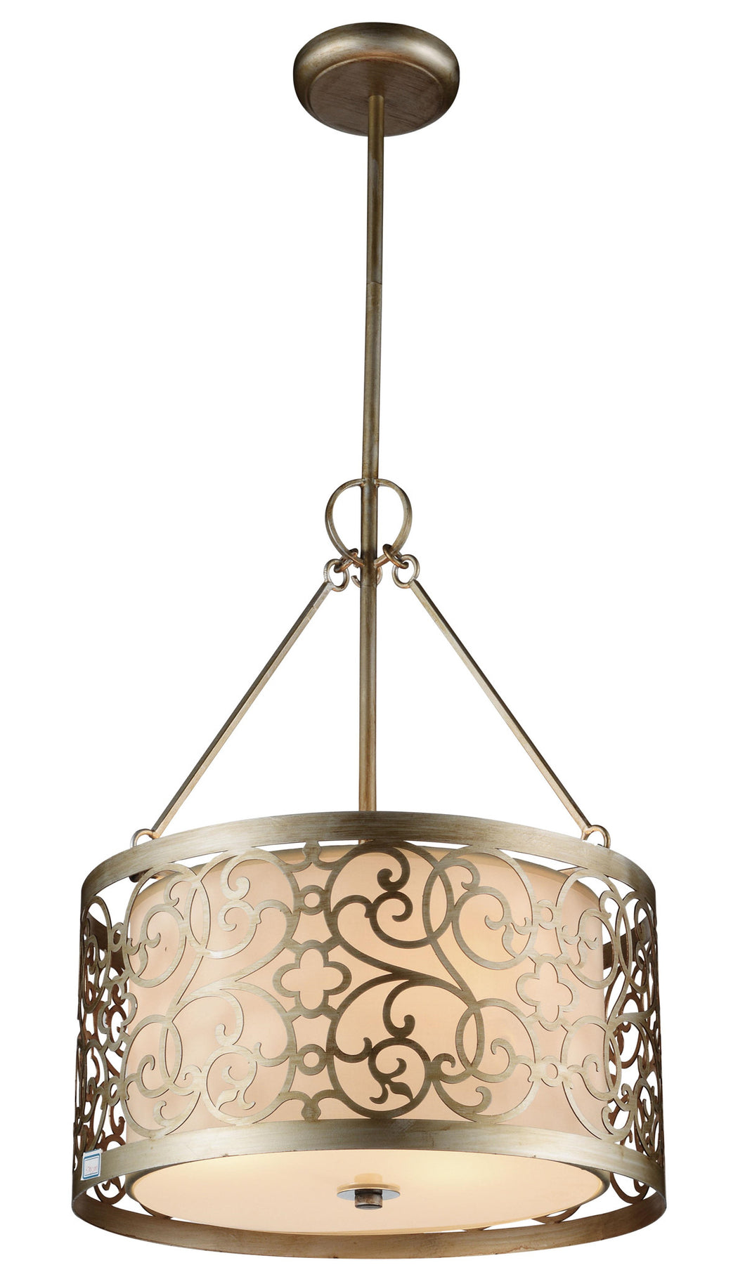 3 Light Drum Shade Chandelier with Rubbed Silver finish