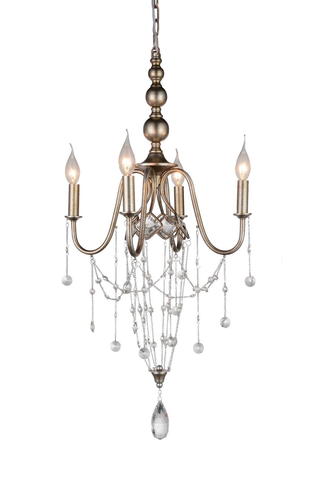 4 Light Up Chandelier with Speckled Nickel finish