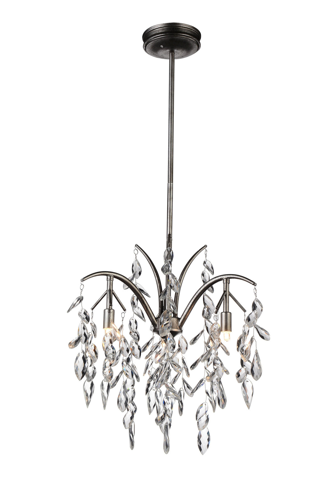3 Light Down Chandelier with Silver Mist finish