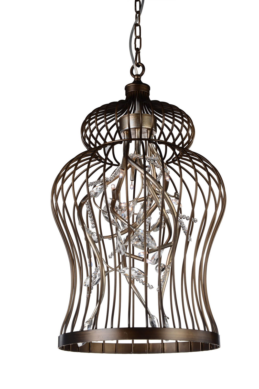 9 Light Down Chandelier with Antique Gold finish