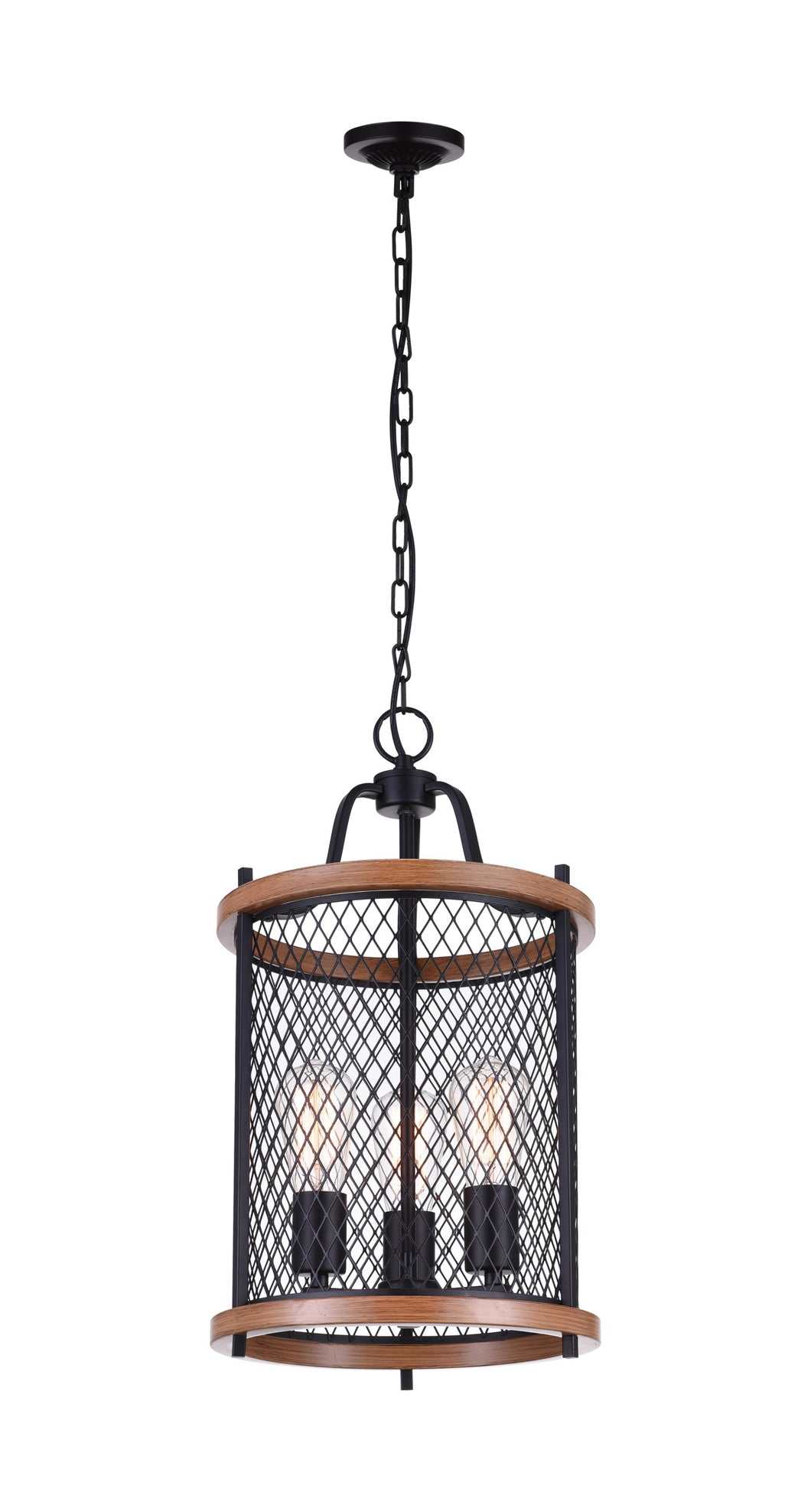 3 Light Drum Shade Mini Chandelier with Black finish